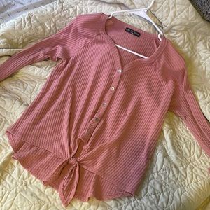 Waffle nit long sleeve shirt